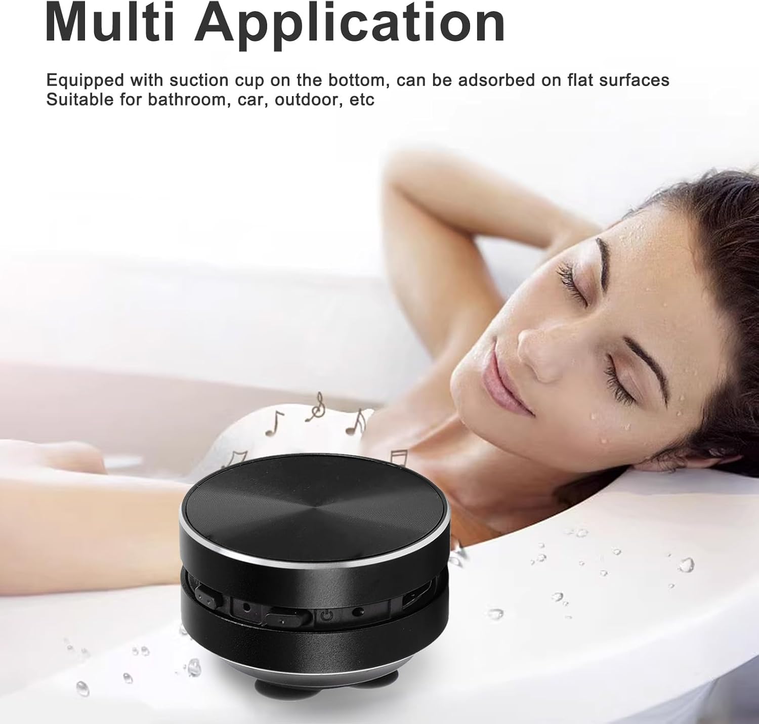 Bluetooth Bone Conduction Speaker, True Speakers Mini Portable Stereo Speaker, Stereo Bass Portable Small Speaker with Suction Cup for Bathroom Outdoor
