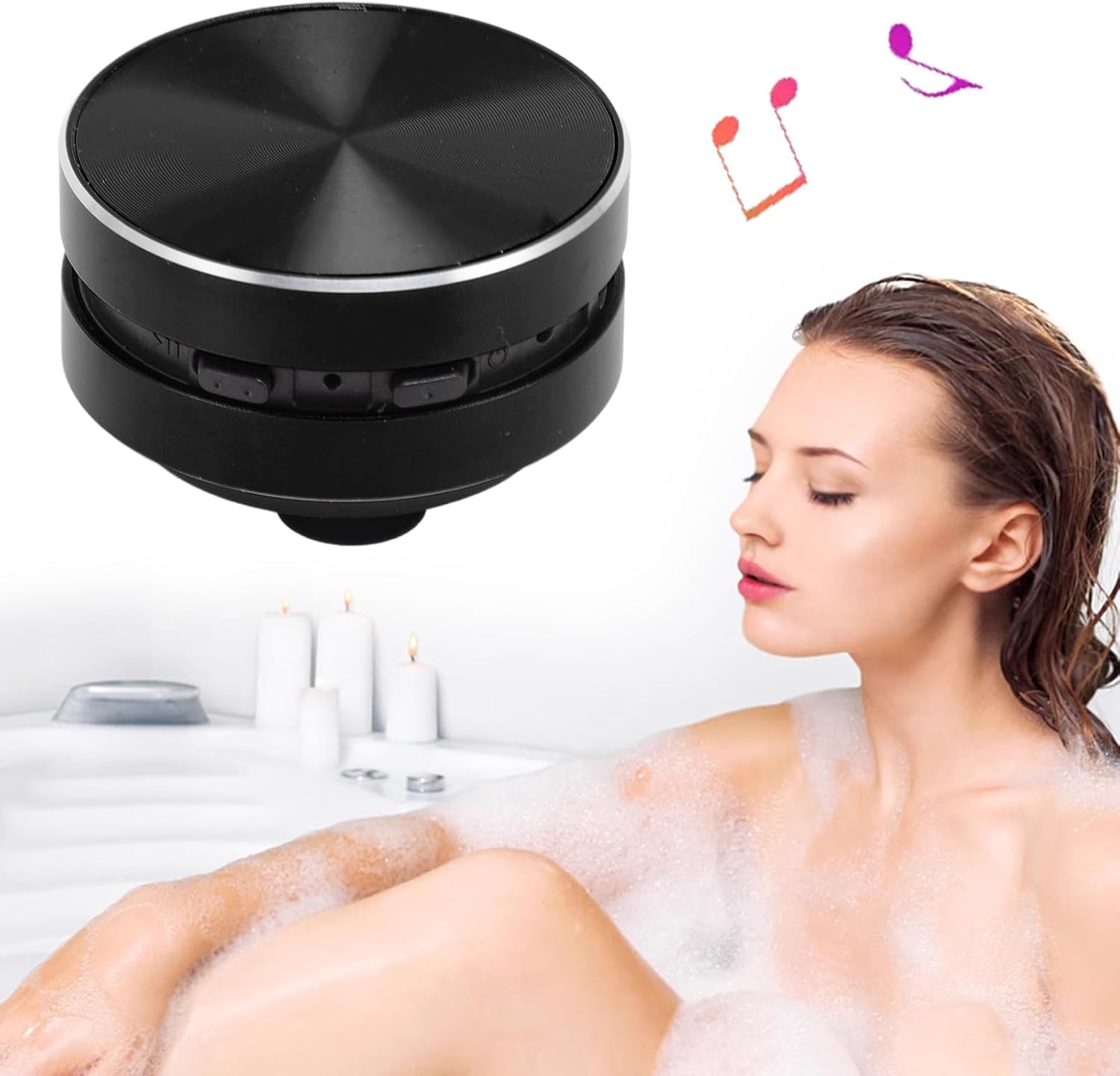 Bluetooth Bone Conduction Speaker, True Speakers Mini Portable Stereo Speaker, Stereo Bass Portable Small Speaker with Suction Cup for Bathroom Outdoor